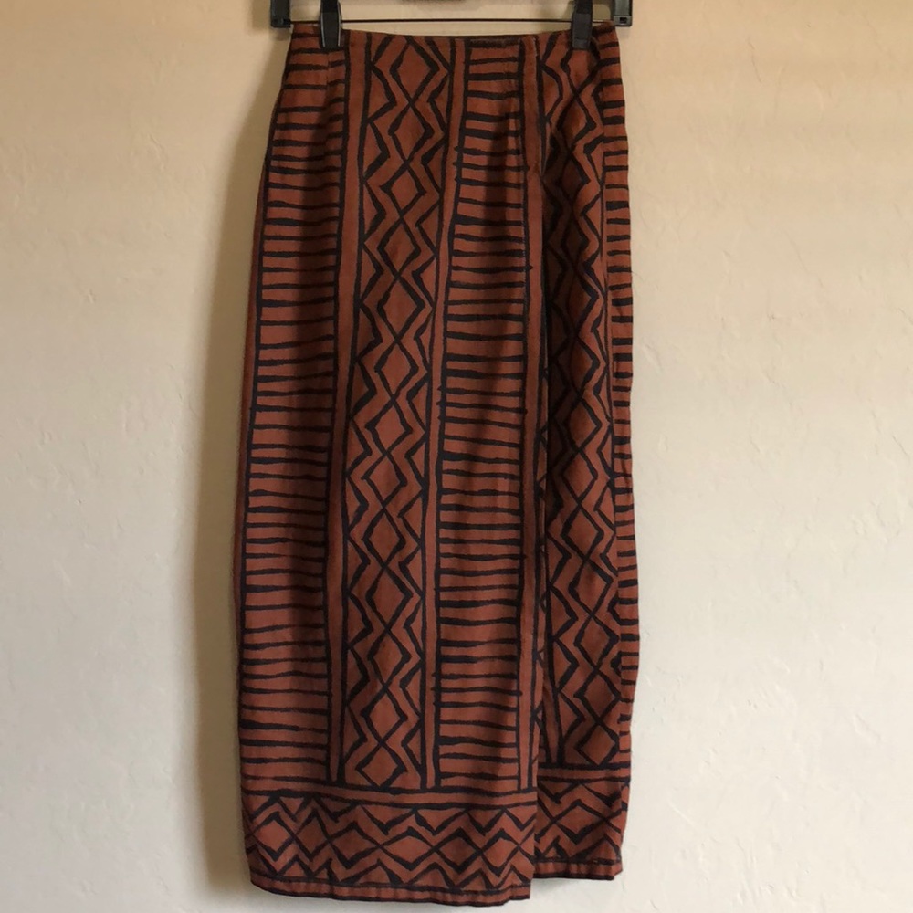 Vintage Tribal Print Wrap Skirt